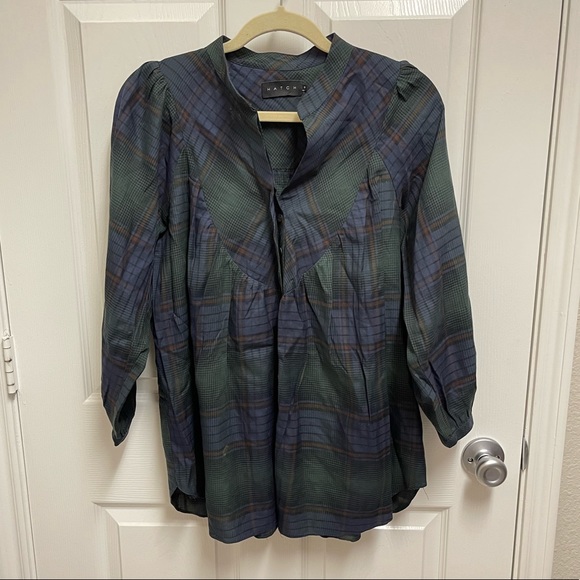 Hatch Tops - Hatch Maternity Plaid Popover Blouse